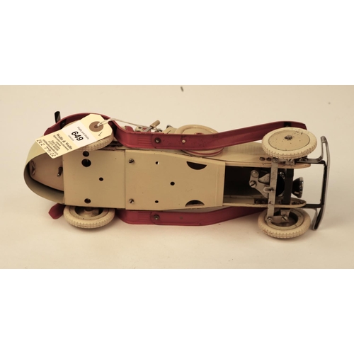 649 - A rare 1930's No.2 Meccano Constructor Car. A round tail example in cream with red mudguards and run... 