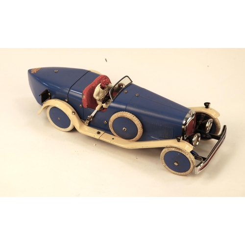 650 - A rare 1930's No.2 Meccano Constructor Car. A boat tail example in blue with cream mudguards and run... 