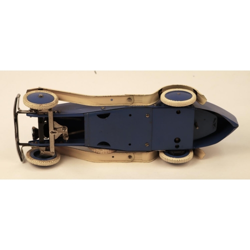 650 - A rare 1930's No.2 Meccano Constructor Car. A boat tail example in blue with cream mudguards and run... 