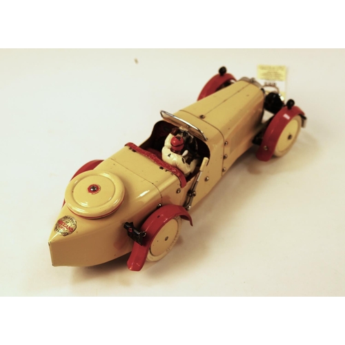 653 - A rare 1930's No.2 Meccano Constructor Car. A boat tail example in cream with red mudguards, red sea... 