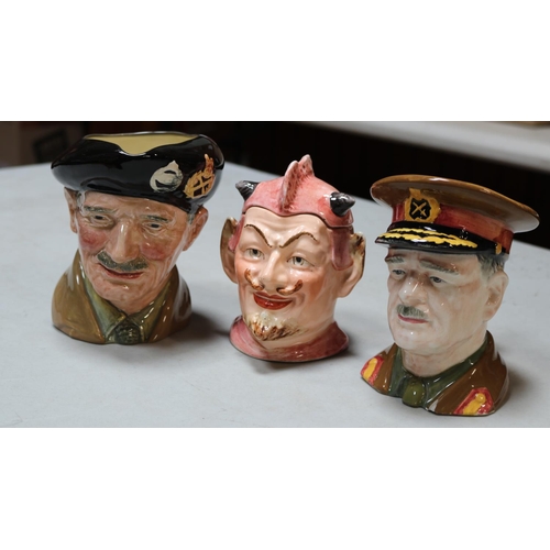 39 - 2 military related character jugs, Royal Doulton Monty with green stamp to base, no damage, and a Ro... 