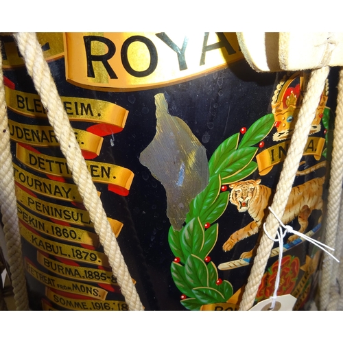 146 - A  post 1902 side drum of the Royal Hampshire Regiment, decorated with 28 battle honours to 