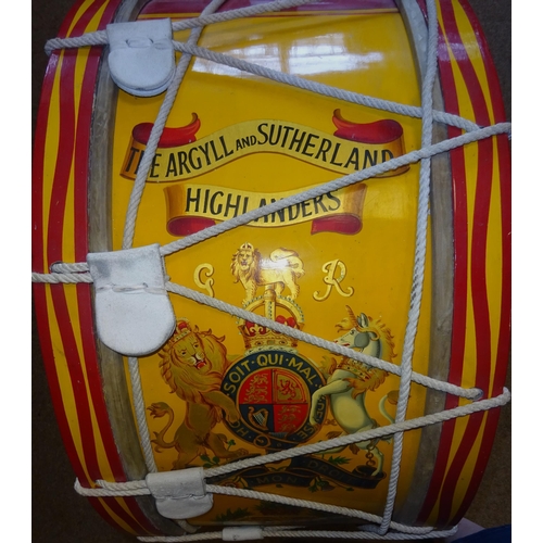 147 - A post 1902 bass drum of the Argyll & Sutherland Highlanders, diameter 30