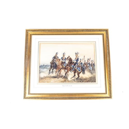 19 - A fine  watercolour painting by Orlando Norie, depicting a  British  16th Lancer Regiment 1870-89 pe... 