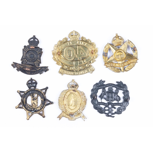 193 - Six Australian post 1930 Infantry hat badges: 24th Kooyong Regt, (lugs squashed), 35th Newcastle's O... 