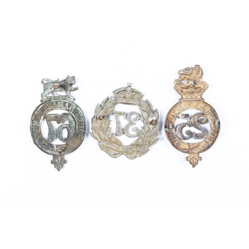 210 - Three pre 1881 brass glengarry badges, of the 25th (King's Own Borderers), 37th (North Hampshire), a... 