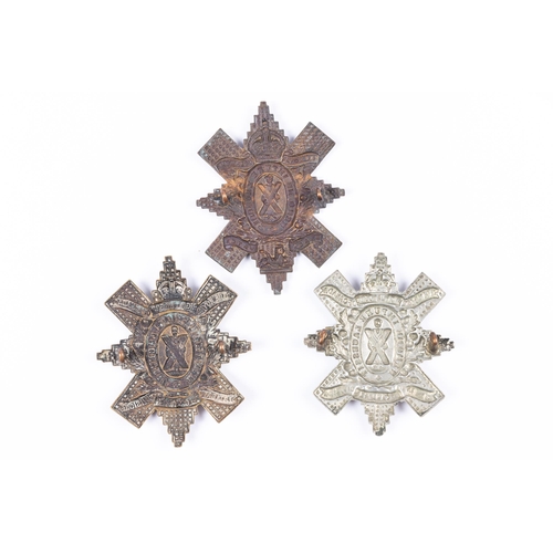 222 - Three WWI CEF Scottish glengarry badges: 13th Bn (bronzed brass); another similar (white metal); and... 