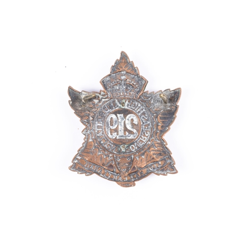 228 - A WWI CEF Scottish officer's glengarry badge of the 219th Bn, with white metal overlay on the centre... 