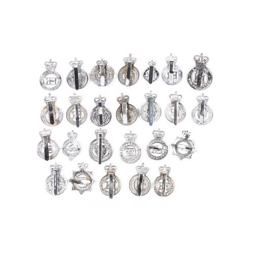 294 - 25 obsolete ERII chrome Police cap badges, comprising 14 