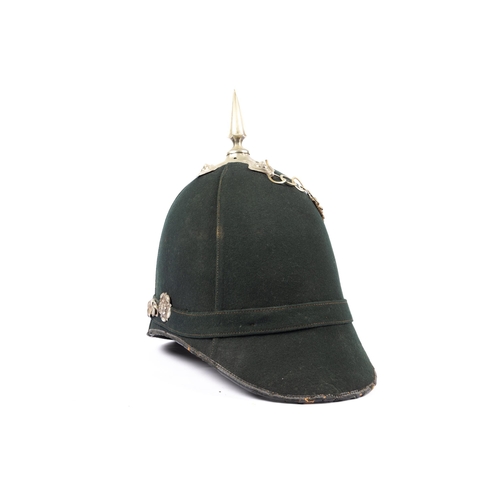 327 - A Victorian OR's green cloth home service helmet of the 1st VB Hampshire Regiment, WM mounts. GC £22... 