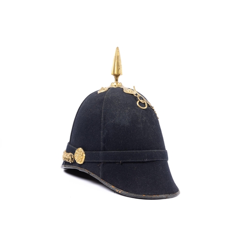 336 - A post 1902 OR's home service blue cloth helmet of the Royal Berkshire Regiment, brass mounts, dated... 