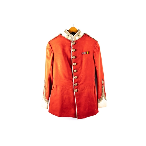 362 - A Victorian Lieutenants scarlet tunic of the Cheshire Regiment, white facings, gilt and silver colla... 