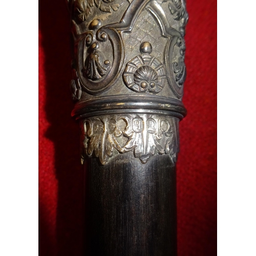 376 - A silver topped ebony staff for 