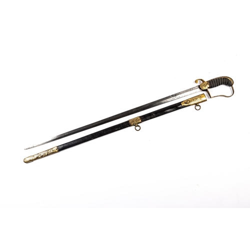 377 - A Georgian Naval officer's 1805 pattern dress sword, straight blade 28