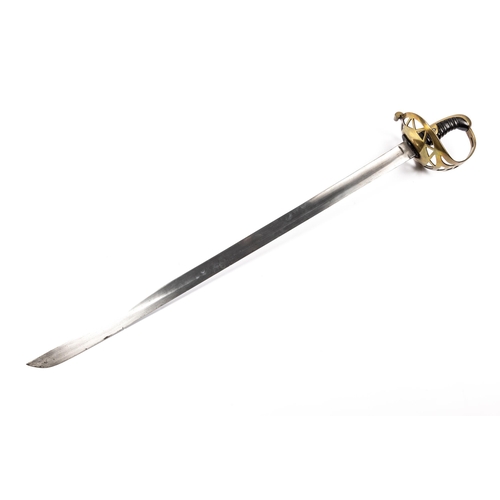 384 - A heavy cavalry trooper's sword, possibly Household Cavalry, c 1808-1818, broad blade 35