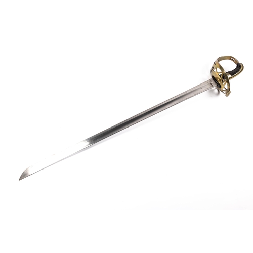 384 - A heavy cavalry trooper's sword, possibly Household Cavalry, c 1808-1818, broad blade 35