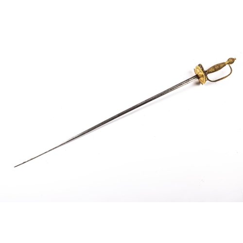 401 - A smallsword, c 1740, the repurposed 17th century rapier blade 30½