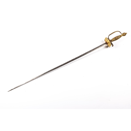 401 - A smallsword, c 1740, the repurposed 17th century rapier blade 30½