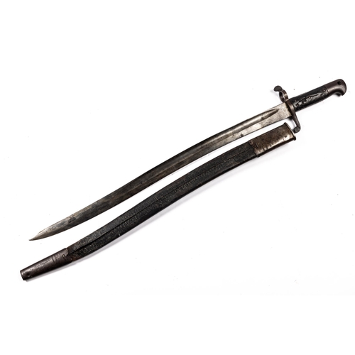 415 - A P1856-58 yataghan bayonet for the Enfield rifle, the blade bearing 