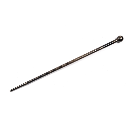 50 - A heavy silver covered ebony staff, 38½