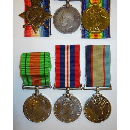 58 - Family group of Six: 1914-15 star, BWM, Victory (181 Pte H. Dupree K.R.R.C) VF; and Defence medal, W... 