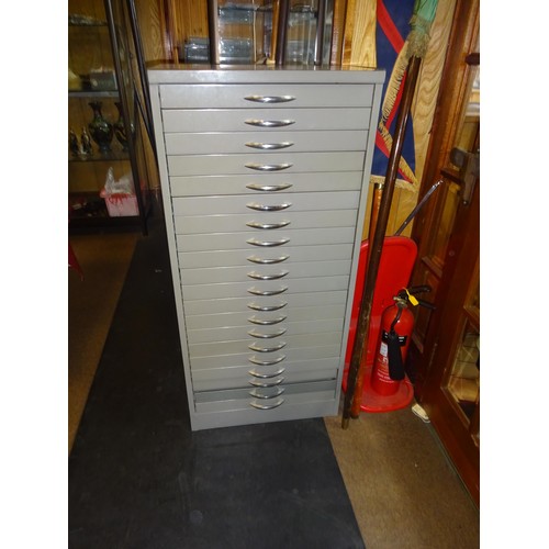 21 - Two grey metal cabinets, 22