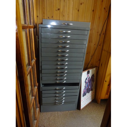 21 - Two grey metal cabinets, 22