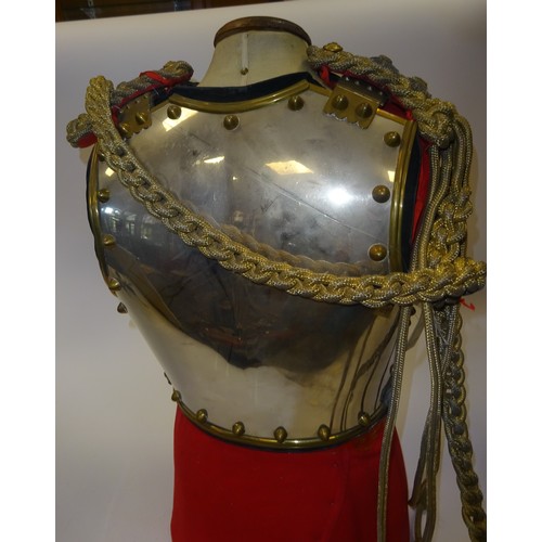 346 - A fine Victorian officers' cuirass of the 2nd Lifeguards, nickel plated breast and backplate with ch... 