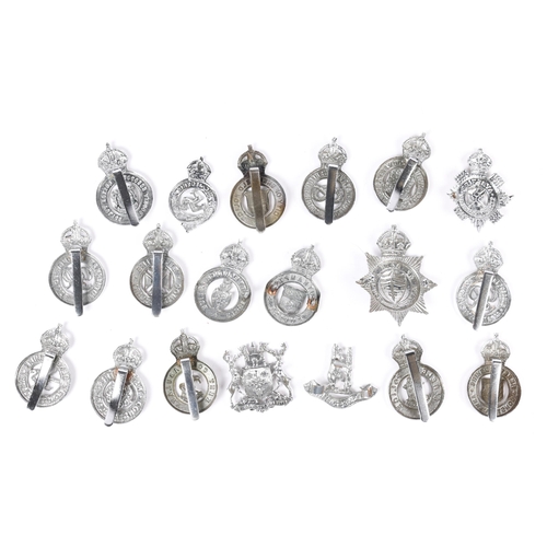 146 - 15 different chrome plated obsolete pre 1953 crown over circle Police cap badges, a star pattern Cit... 