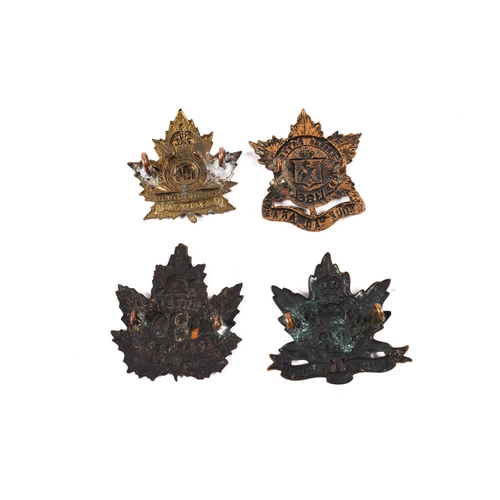 181 - 4 WWI CEF Infantry cap badges: 173rd Bn by Lees, 180th Bn, 186th Bn, and 194th Bn (lugs replaced). B... 