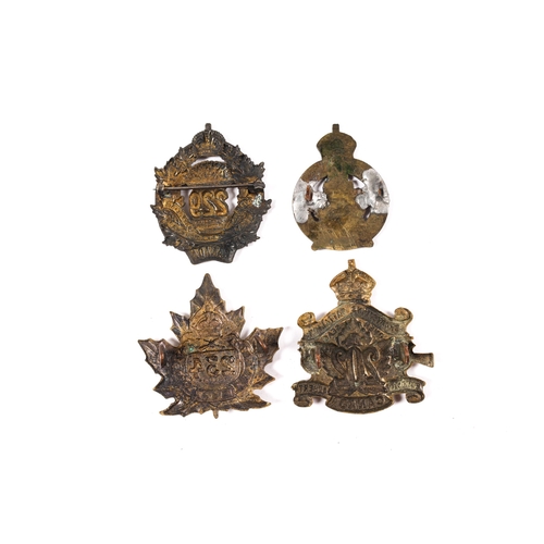 182 - 4 WWI CEF Infantry cap badges: 202nd Bn by Jackson Bros, 207th Bn (lugs replaced), 229th Bn by Lees/... 