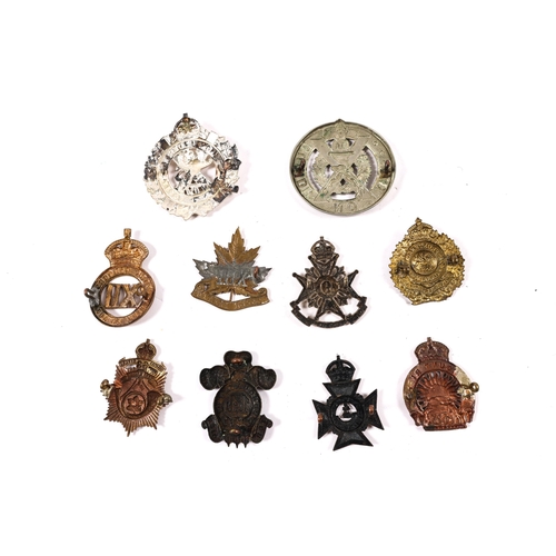 184 - 10 pre 1920 Canadian cap badges: 9th Voltigeurs de Quebec, 12th York Rangers, 13th, 14th, 22nd Oxfor... 