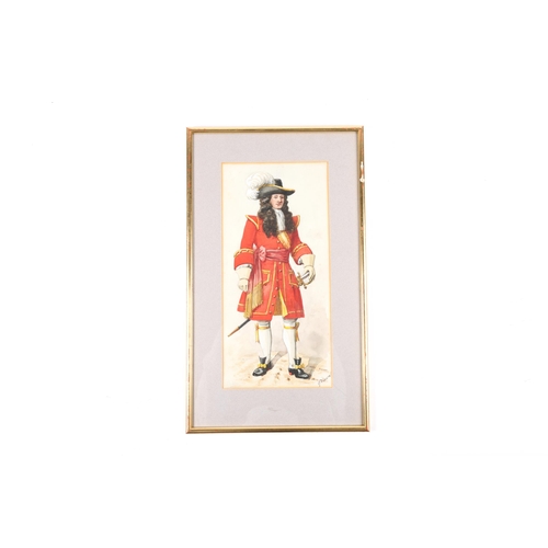 19 - An unusually large watercolour by Richard Simkin of an officer in the Earl of Leven's Regiment of Fo... 