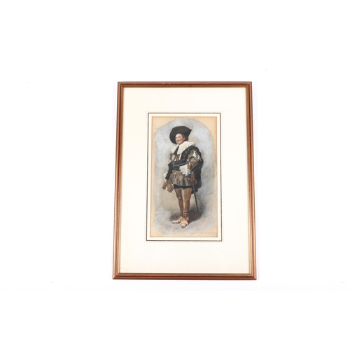 21 - A Caton Woodville watercolour of a standing laughing cavalier (after the famous Frans Hals portrait)... 