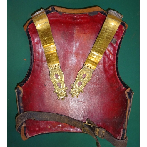 248 - A good Victorian Household Cavalry officer's cuirass, being  brass mounted plated front and back pla... 