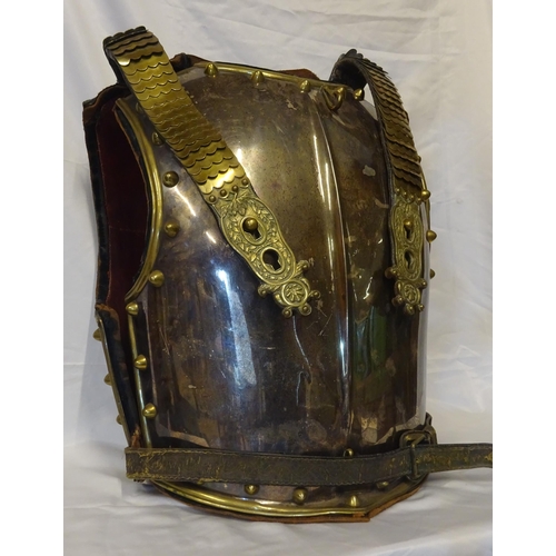 248 - A good Victorian Household Cavalry officer's cuirass, being  brass mounted plated front and back pla... 