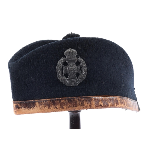 257 - A scarce Victorian OR's glengarry cap of the Rifle Brigade, blackened badge, leather edge trim, GC (... 