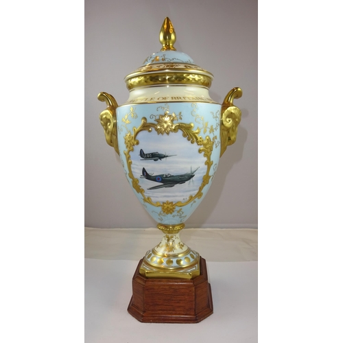 30 - A Coalport bone china lidded urn commemorating the 47th Anniversary of the Battle of Britain 1940-19... 