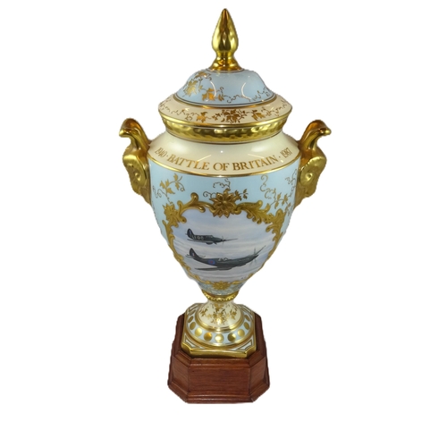 30 - A Coalport bone china lidded urn commemorating the 47th Anniversary of the Battle of Britain 1940-19... 