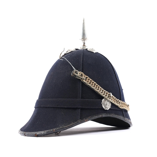 303 - A Victorian OR's blue home service helmet of the 2nd Oxfordshire Volunteer Rifle Corps, WM mounts. G... 