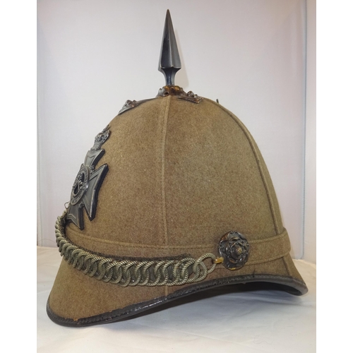 304 - A good OR's home service helmet of the 1st Lanarkshire Rifle Volunteer Corps, Hodden grey cloth with... 