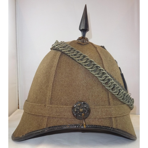 304 - A good OR's home service helmet of the 1st Lanarkshire Rifle Volunteer Corps, Hodden grey cloth with... 