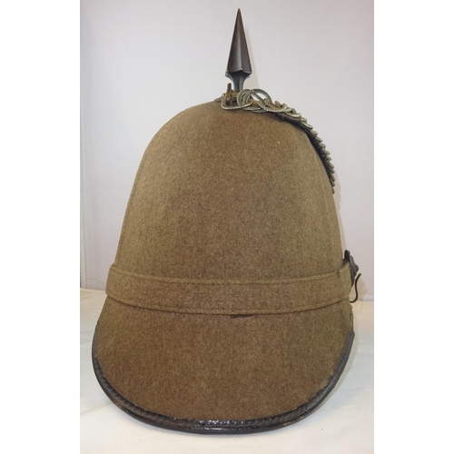 304 - A good OR's home service helmet of the 1st Lanarkshire Rifle Volunteer Corps, Hodden grey cloth with... 