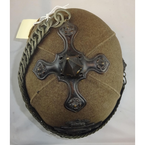 304 - A good OR's home service helmet of the 1st Lanarkshire Rifle Volunteer Corps, Hodden grey cloth with... 