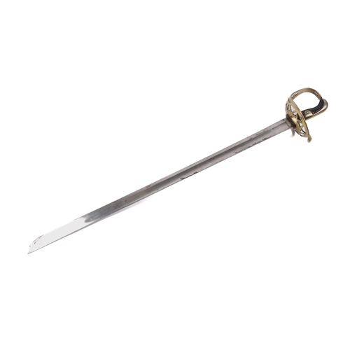 320 - A heavy cavalry trooper's sword, possibly Household Cavalry, c 1808-1818, broad blade 35