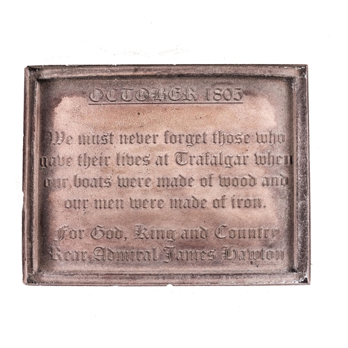 34 - A reconstituted marble plaque depicting the death of Nelson in deep relief, and below it 