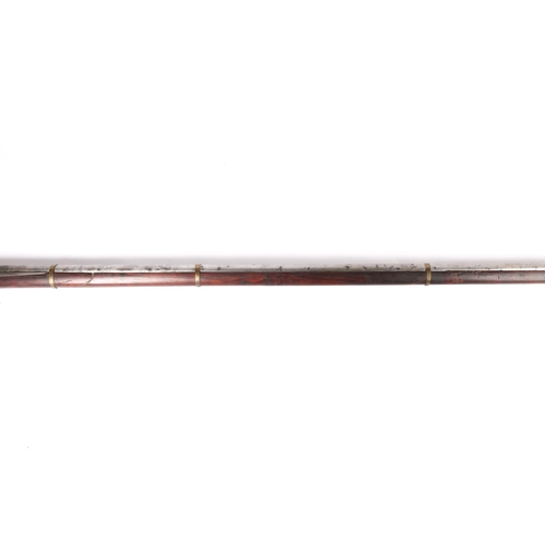 408 - A long Indian matchlock gun, torador, the 8 bore barrel 78