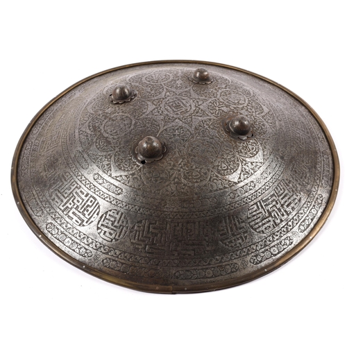 426 - An Indian circular iron shield, dhal, 18½