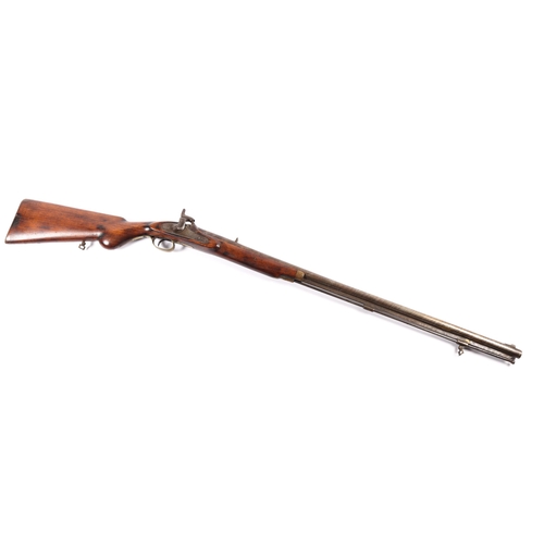 409 - An Indian 12 bore percussion gun, twist barrel 32½