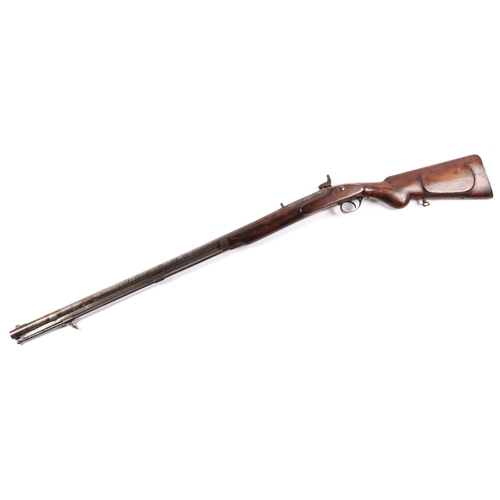 409 - An Indian 12 bore percussion gun, twist barrel 32½